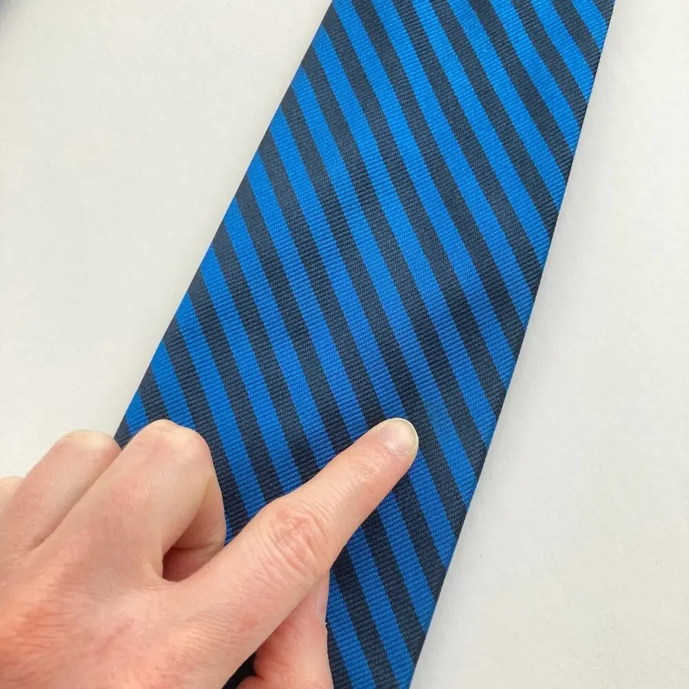 Brooks Basics 100% Silk Blue Navy Stripe Repp Tie Regimental Preppy Office Gift